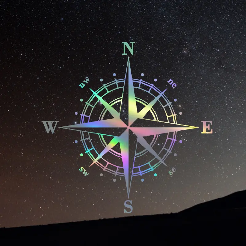 Decorative decal with a classic compass design for vehicles