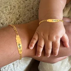 Customize Heart Baby Name Love Bracelets, Free Personalized  Stainless Steel Infant ID Bracelet, Boy Girl Mom Gift