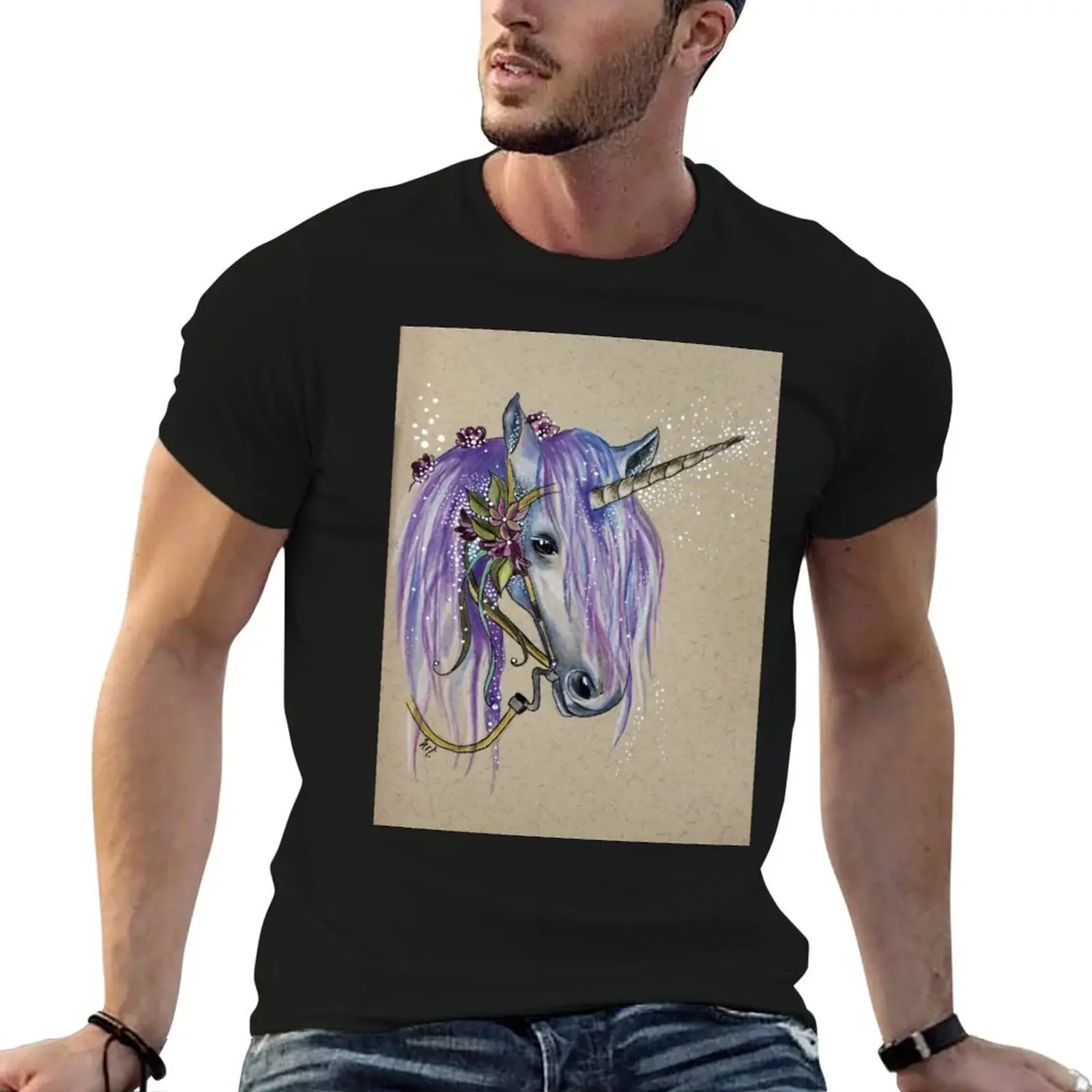 The Magical Faery Unicorn T-Shirt customs T-shirts man Aesthetic clothing basketball graphic tees black t shirts for men