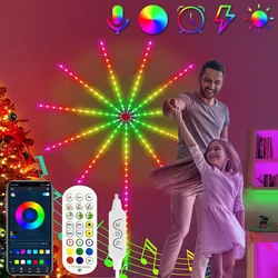 Inteligente led luz de tira controle app diy fogos de artifício música luzes sincronização remoto luzes néon natal quarto festa casamento decoração