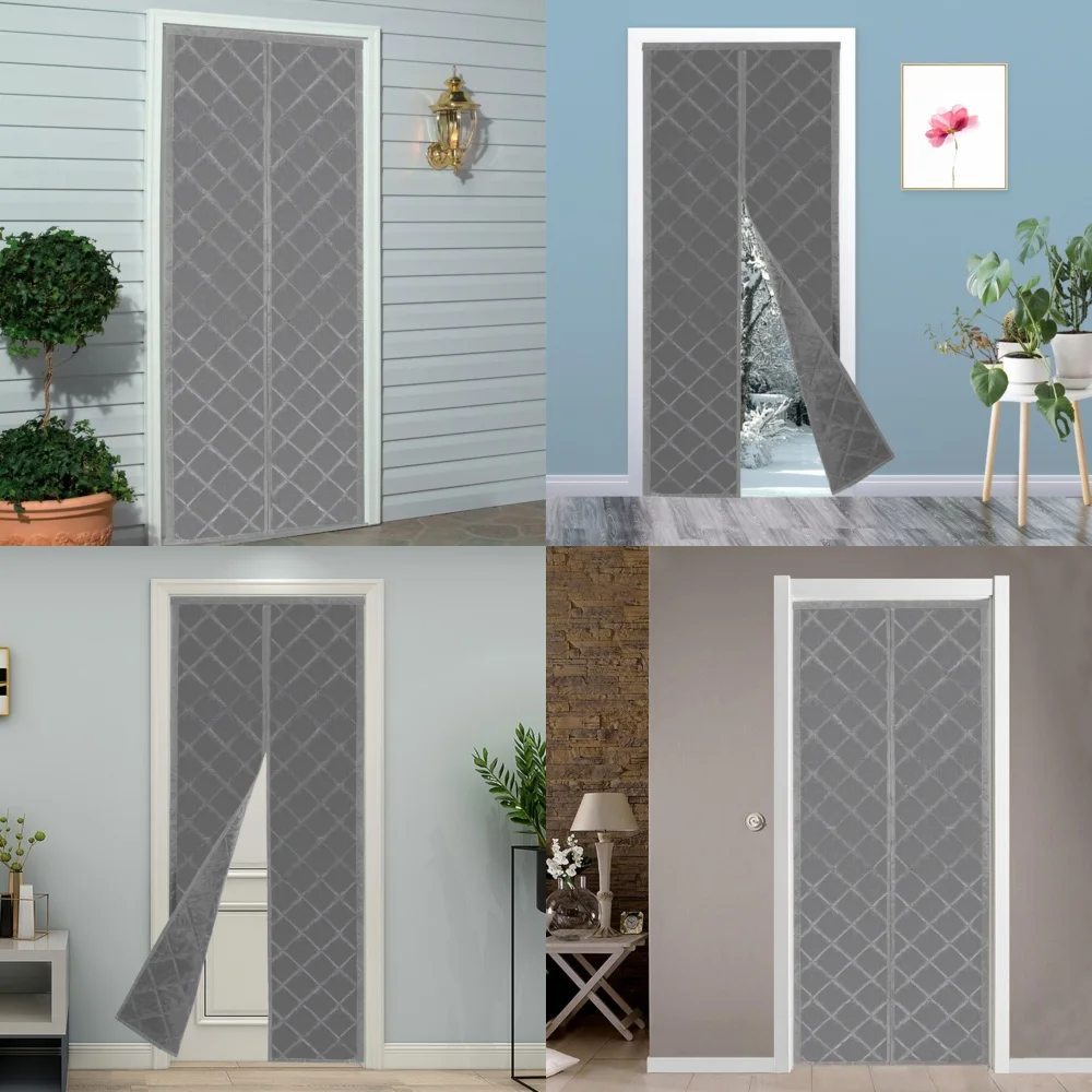 

Изолированная магнитная дверная занавеска для холодного и горячего воздуха, 34x82 дюйма, серая, энергосберегающая, устойчивая к атмосферным воздействиям, термозащитная пробка, легкая