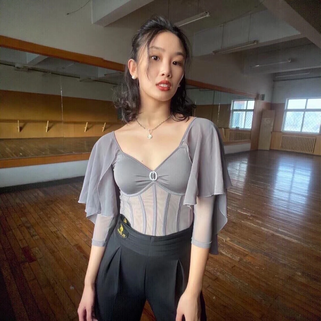 Dames Ballroom Dans Kleding Latin Dance Tops Zwarte Dansbroek Vrouwen Salsa Wals Tango Dans Praktijk Kleding DNV25874