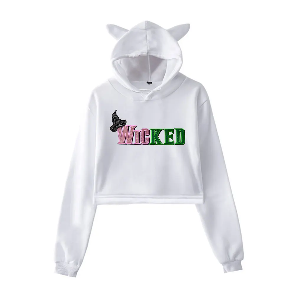 Wicked Hoodies Merch Pullovers Women Men Casual Sweatshirts Sports Sweatshirts for Girls Cat Ear Crop Fashion Pullover Outwear