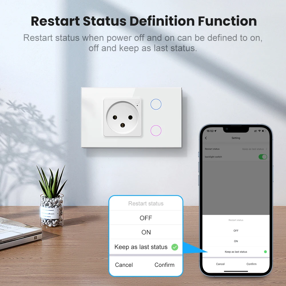 AVATTO Israel Stand Tuya WiFi/Zigbee Wall Light Switch with Socket,Smart Life App Remote Control,Works With Alexa Google Home.