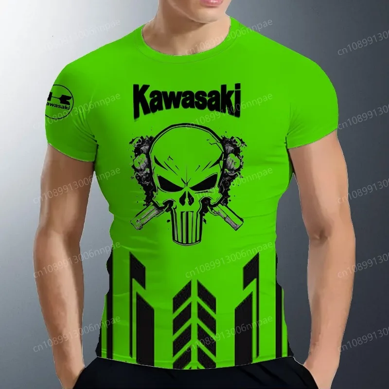 

Men Summer 2025 Short Sleeve Motorcycle New Kawasaki Men's T-shirt Comfortable Racing Sweat Absorbing Quick Drying Cool T-shirt