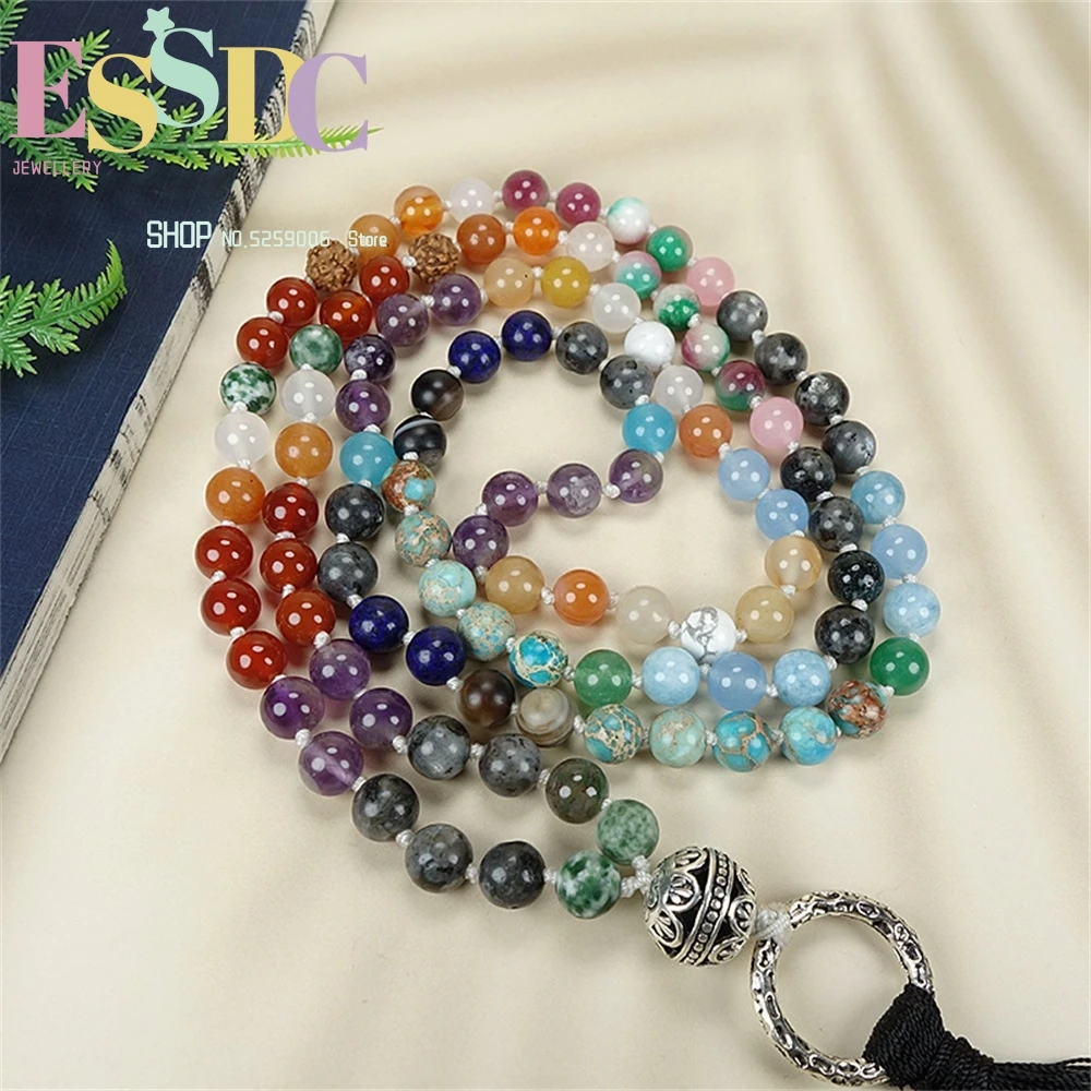 Natural Multiple Raw Ores Multi-color Stripe Fragrant Ball With Tassels 108 Pieces Of Multi Circle Bracelet Fashionable Boutique