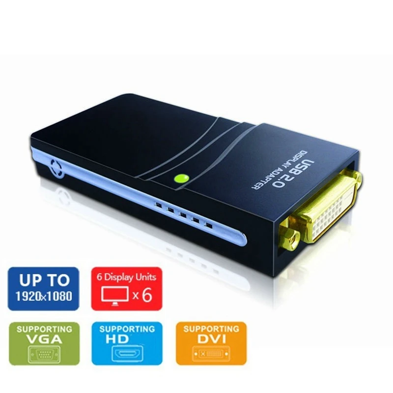 External Graphic Video Adapter USB 2.0 To DVI/VGA/-Compatible Multiple Monitors Display Extend/Mirror For Windows Durable