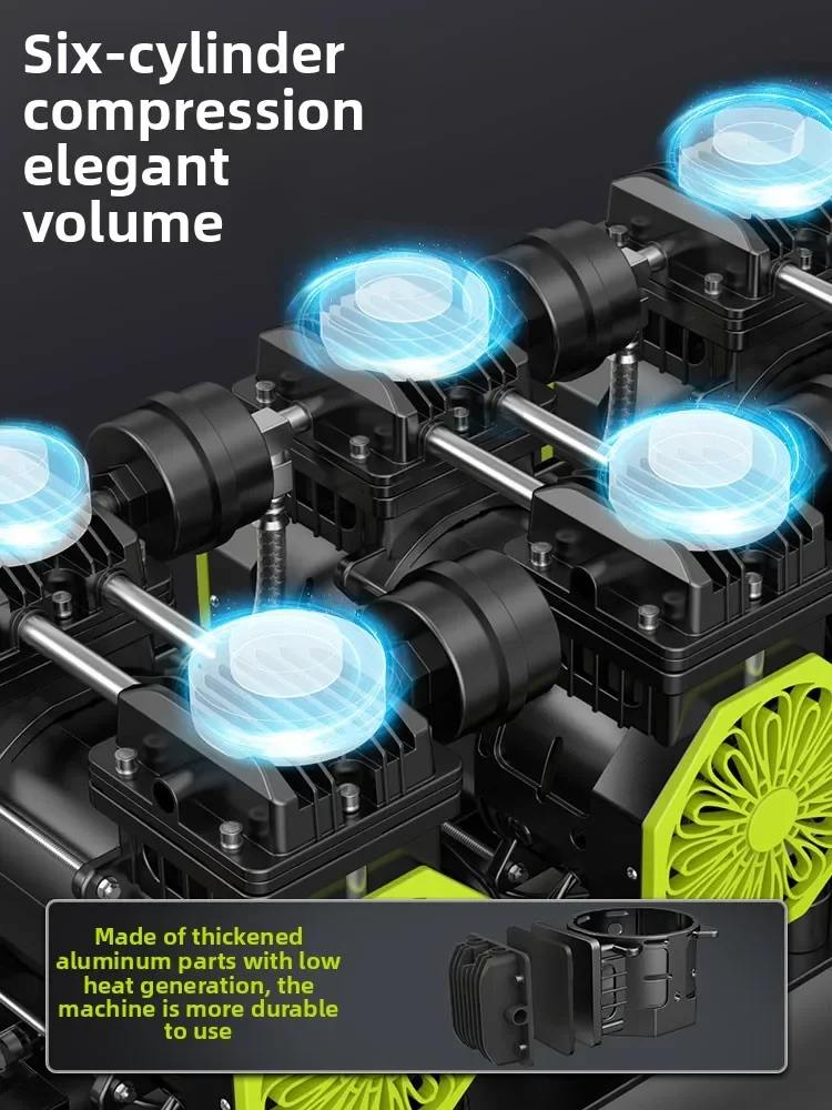 220V Industrial Grade Silent Oil-Free Air Compressor 220V Mini Portable Woodworking High Pressure Inflator Pump