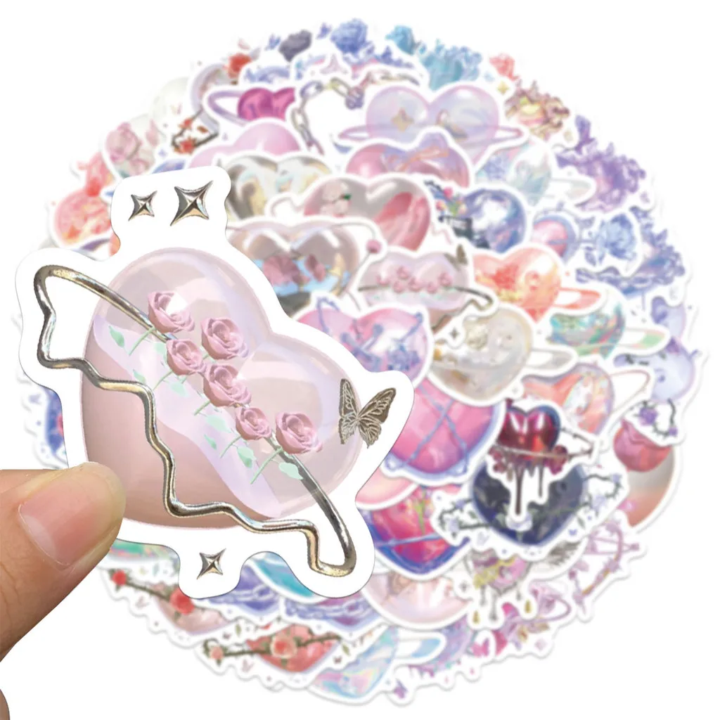 

60Pcs Korean Style Rose Heart Guka Stickers - 3D Visual Waterproof Decor for Phone Case/Tablet/Journal RecordingYourLife Store