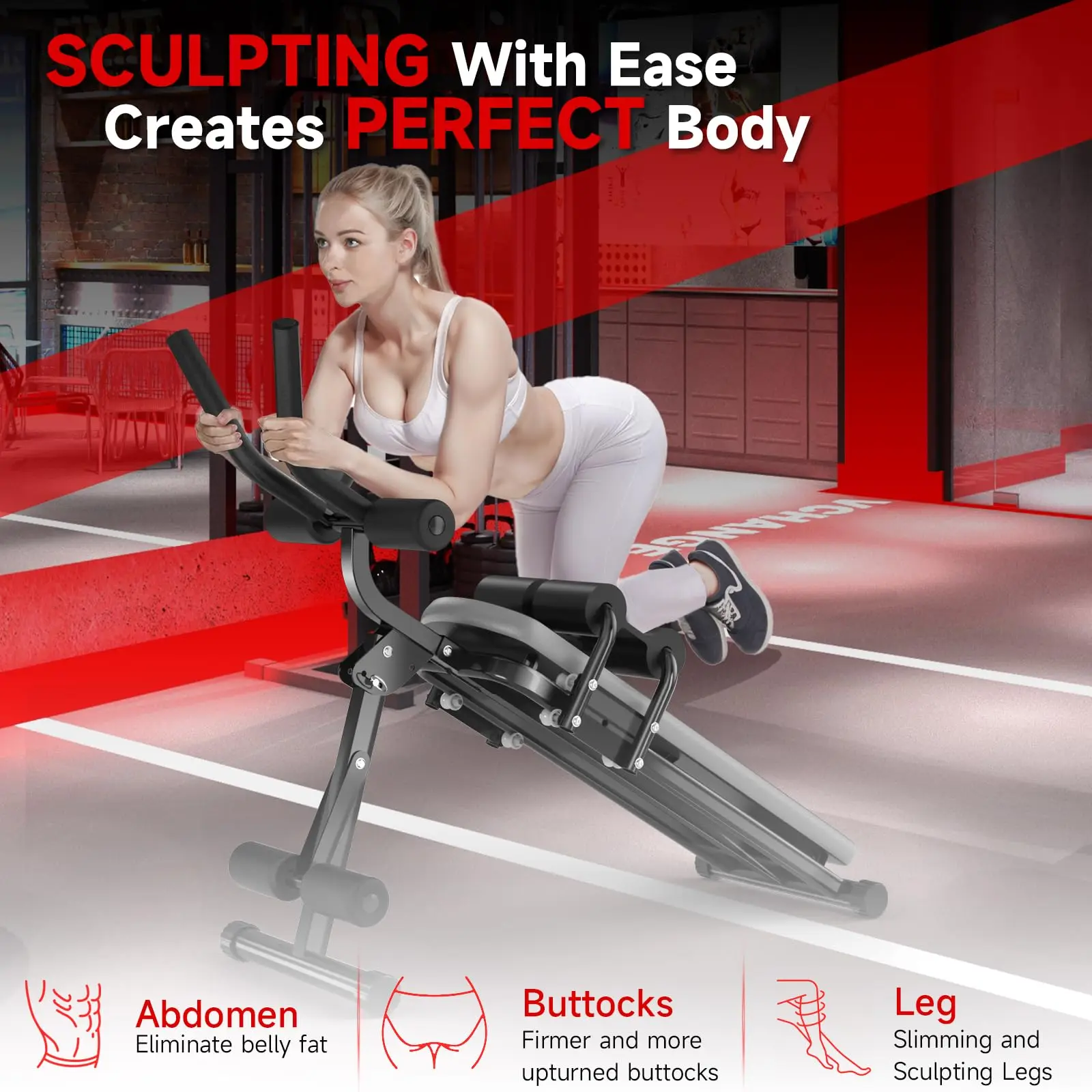 Ab Machine, 5-in-1 Adjustable Ab Workout Bench Core Abdomen Trainer for Stomach Workout, Crunch Machine Exercise