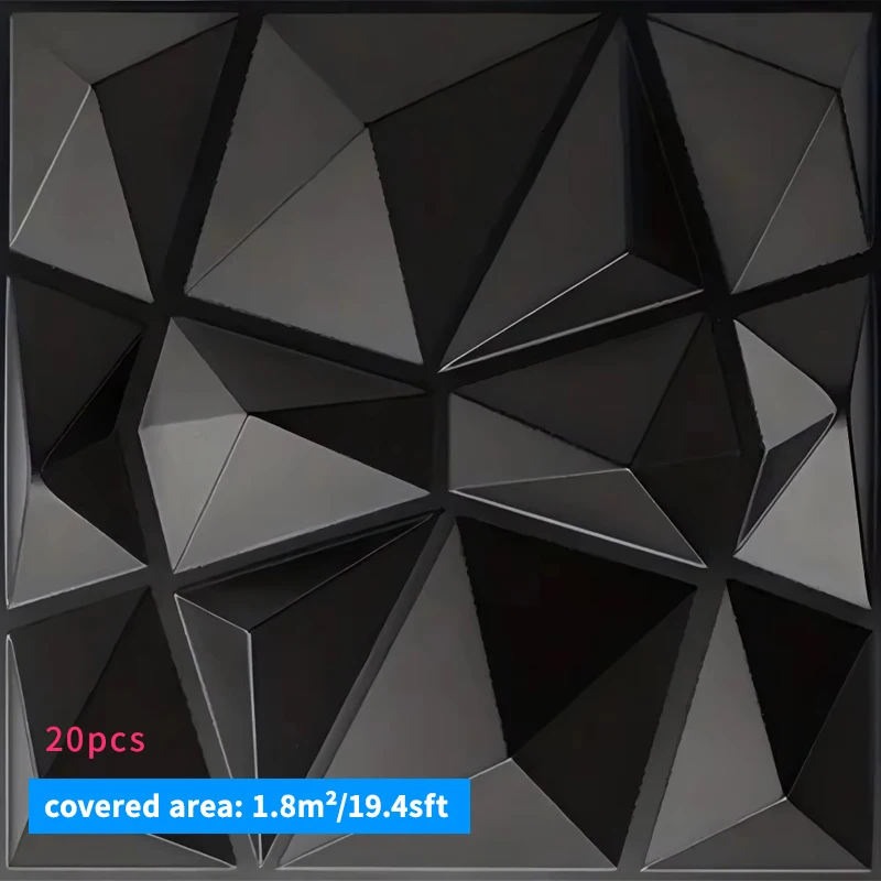NONE 20 Stück 3D-Wandpaneele, 30 x 30 cm, Innenwanddekoration für Wohnzimmer, Schlafzimmer, Hotel, Büro, Wandbild, Fliesen-Panel-Form, 3D-Wandaufkleber 5