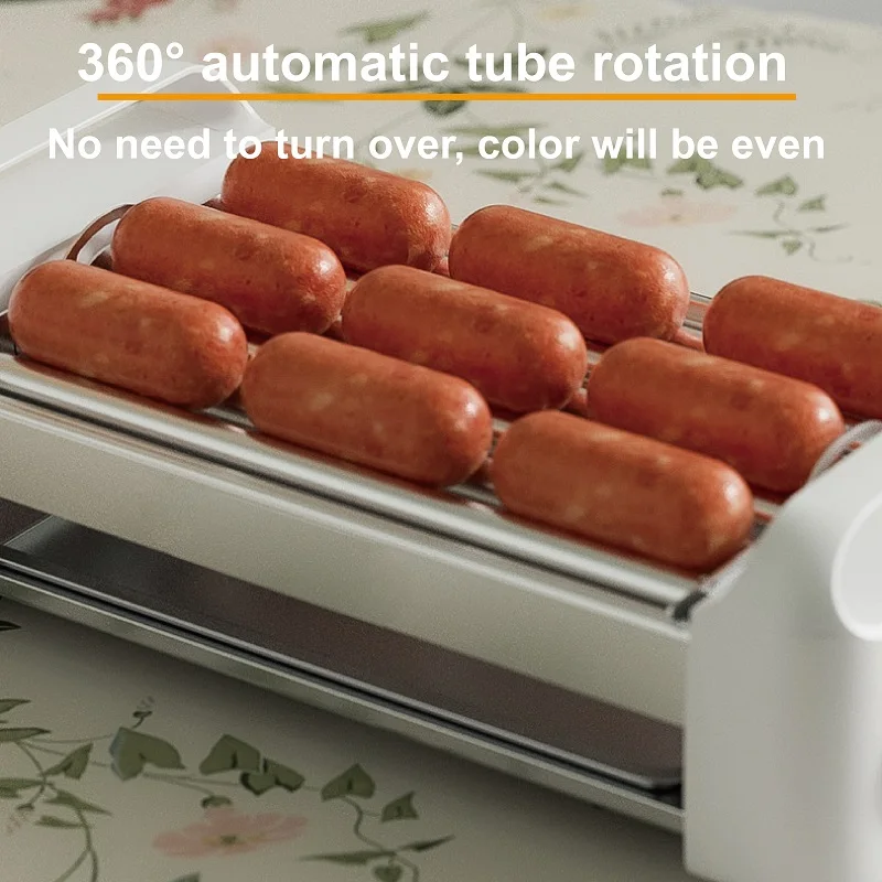 550W Home Automatic Sausage Machine Barbecue Machine Hot Dog Skewers Non-stick Barbecue Grill Steak Frying Pan Kebab Grill