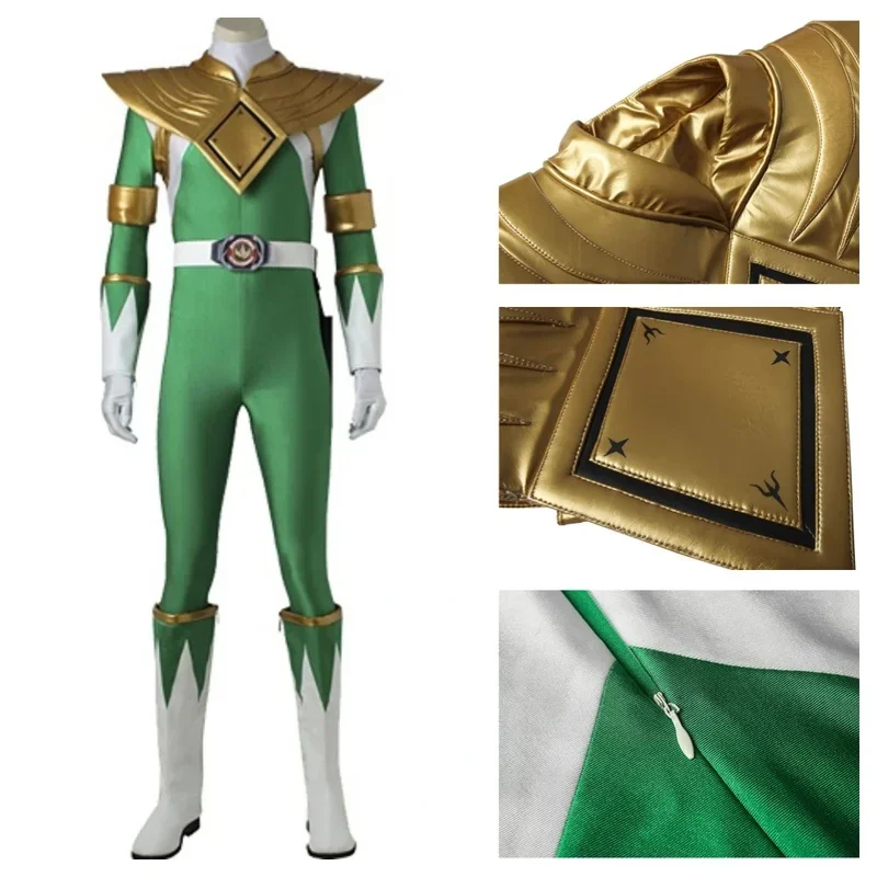 

Green Tommy Cosplay Costume Man Disguise Ranger Cosplay Suit with Boots Man Battle Suit with Armor Accessories Hallowee Outfit