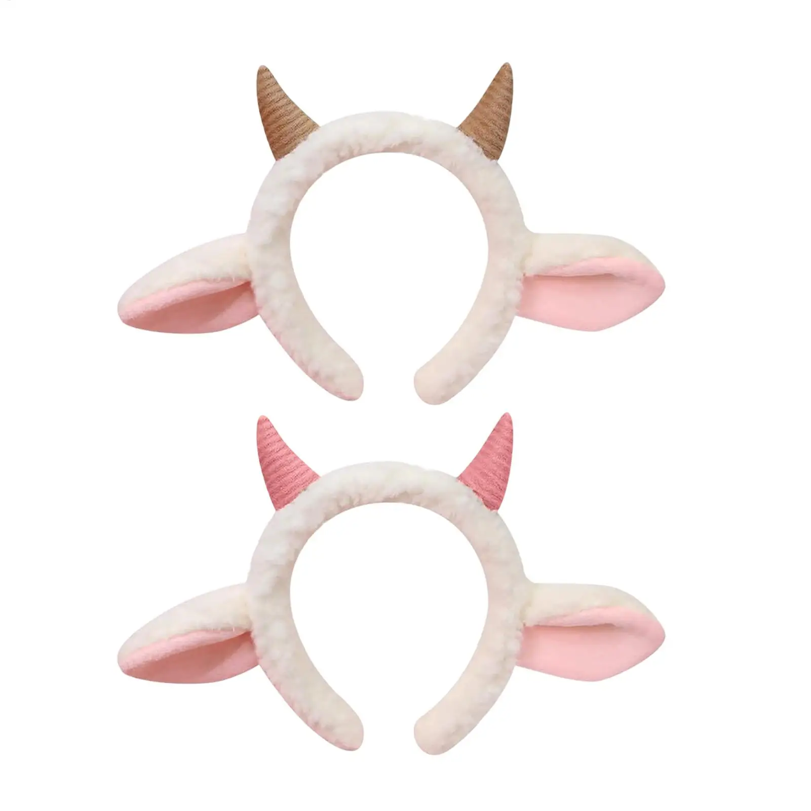 Lamb Headband Halloween Cosplay Headwear Cute Props Animals Plush Headband for Kids Adult Booth Celebration Festive Home Stage