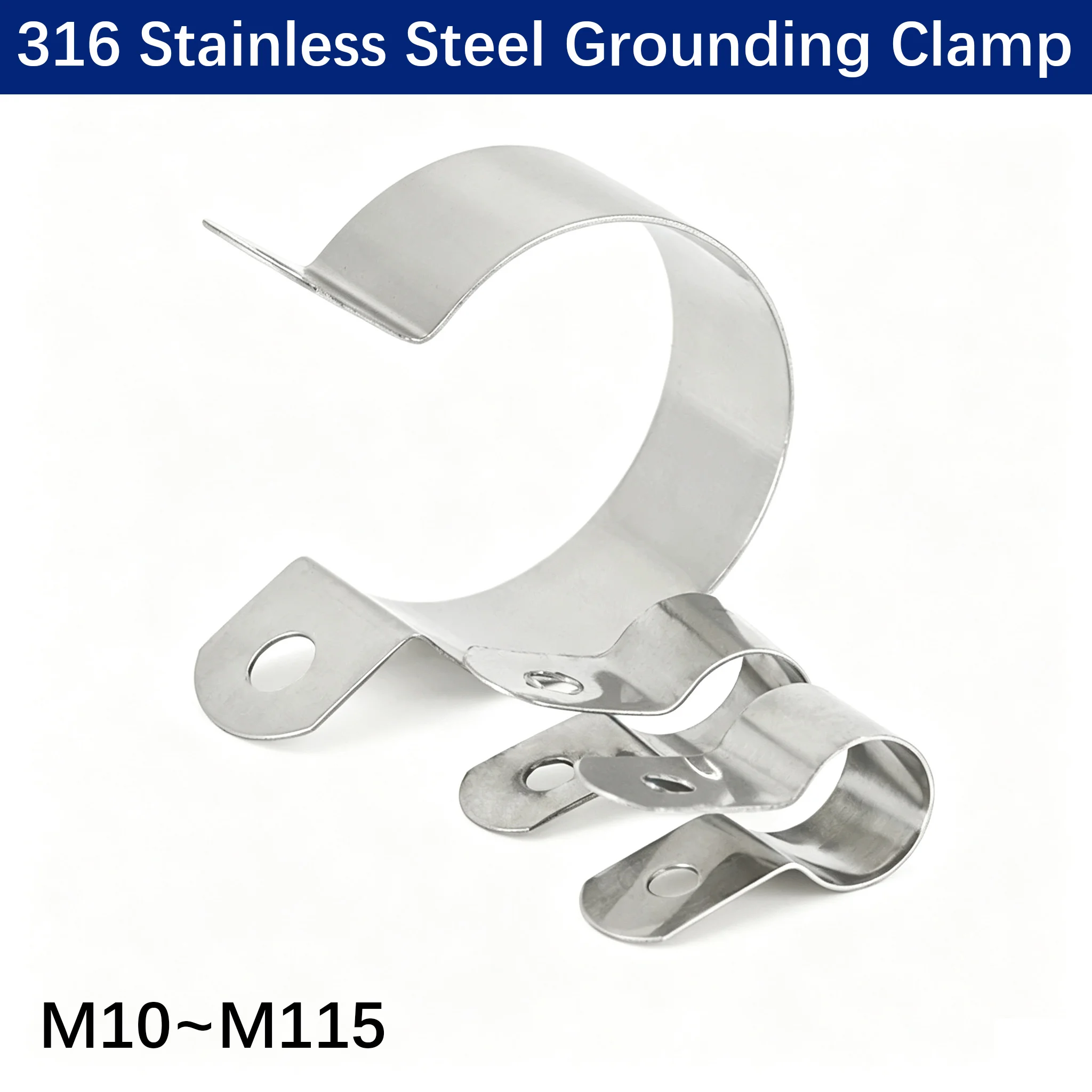 10pcs 316 Stainless Steel Grounding Clamp M10-M115 Tube Clamp Round Tube Fixing Clip Gasket Horse-Riding Clamp