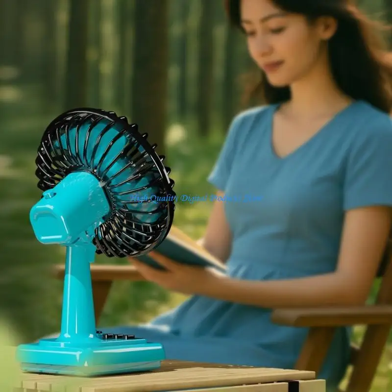

U2JE Retro Alloy Mini Desk Fan USB Rechargeable 3 Speeds Portable Vintage Office Desktop Fan With Metal Grille