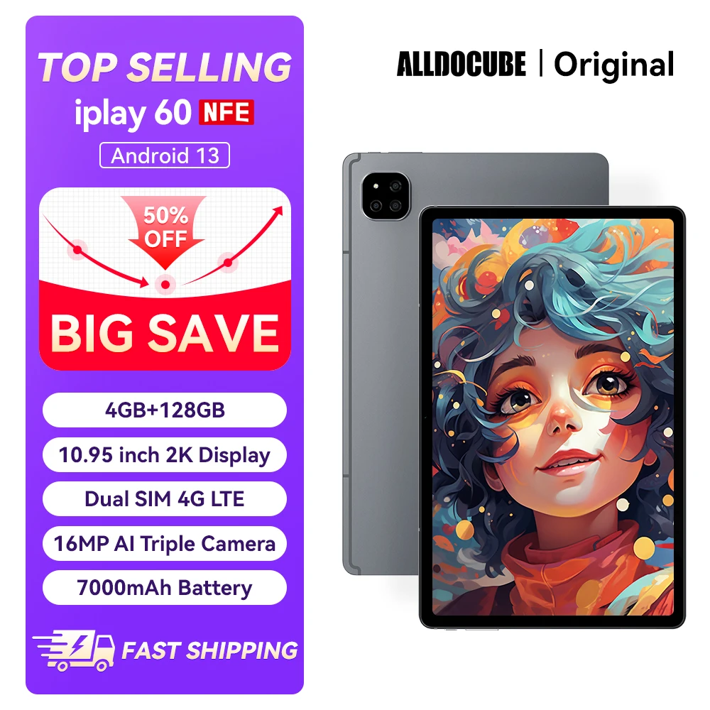 Alldocube Iplay60 Tablet 10.95Inch Unisoc T606 Android 13 Netflixl1 4Gb Ram 128Gb Rom 2000X1200 Dual Sim Kaart Overzee Magazijn