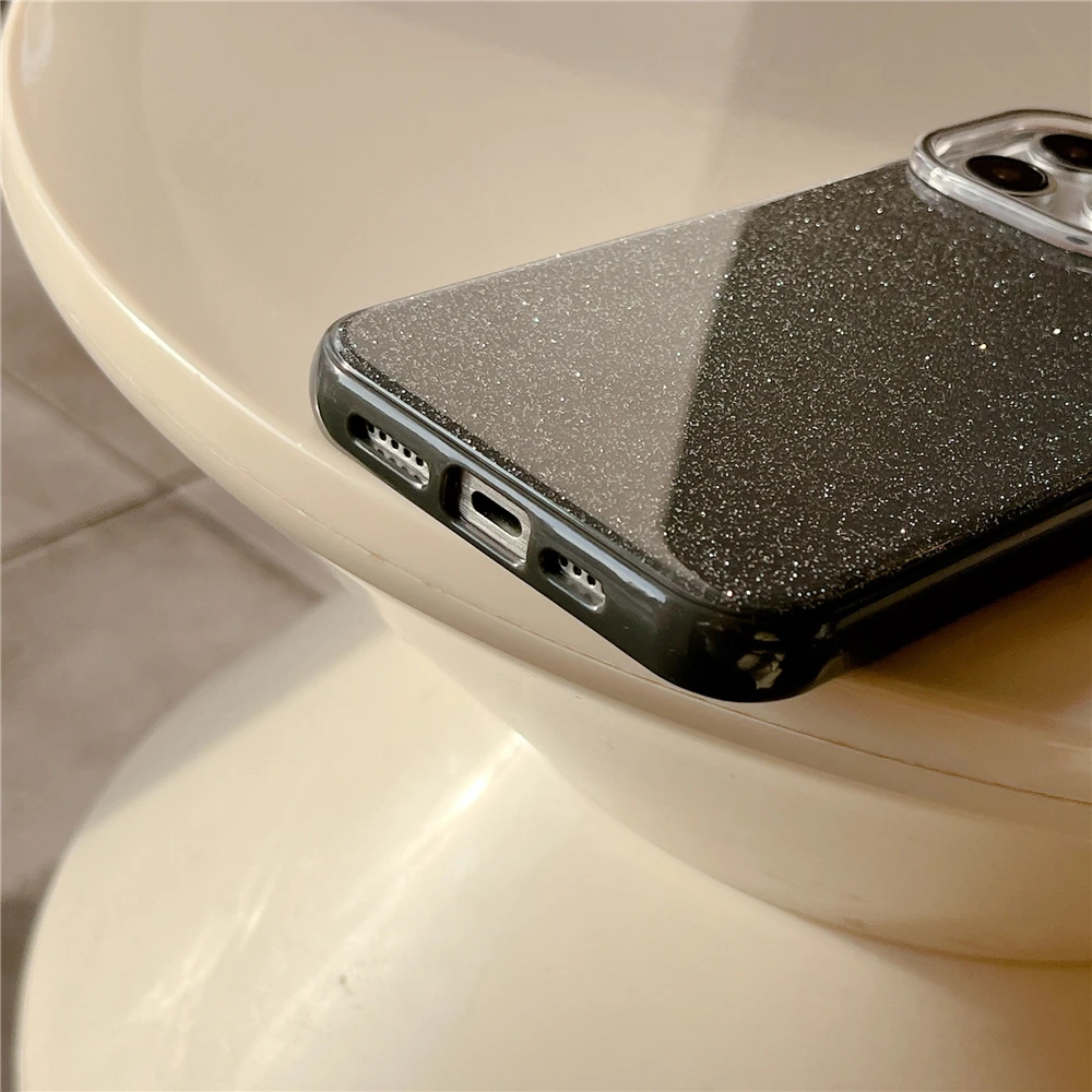 Casing silikon lembut berkilau, penutup pelindung Bumper tahan guncangan jeli permen berkilau untuk iPhone 14 15 16 Pro Max