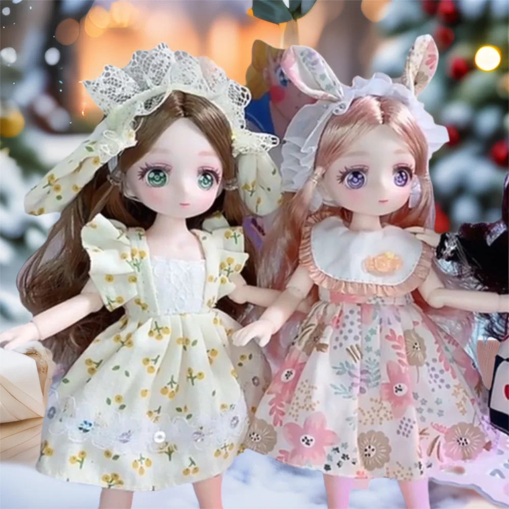 with Clothes BJD Doll with Clothes Dress Up 3D Eyes Simulated Eye Hinge Doll DIY Cute Removable Joints Doll Girls Gifts