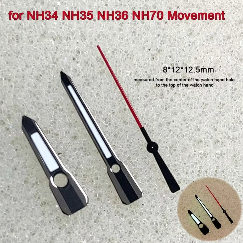 

Black Red Watch Hands Weak Green Luminous 3Pins Watch Pointers for NH34 NH35 NH36 NH70 Movement 8x12x12.5mm