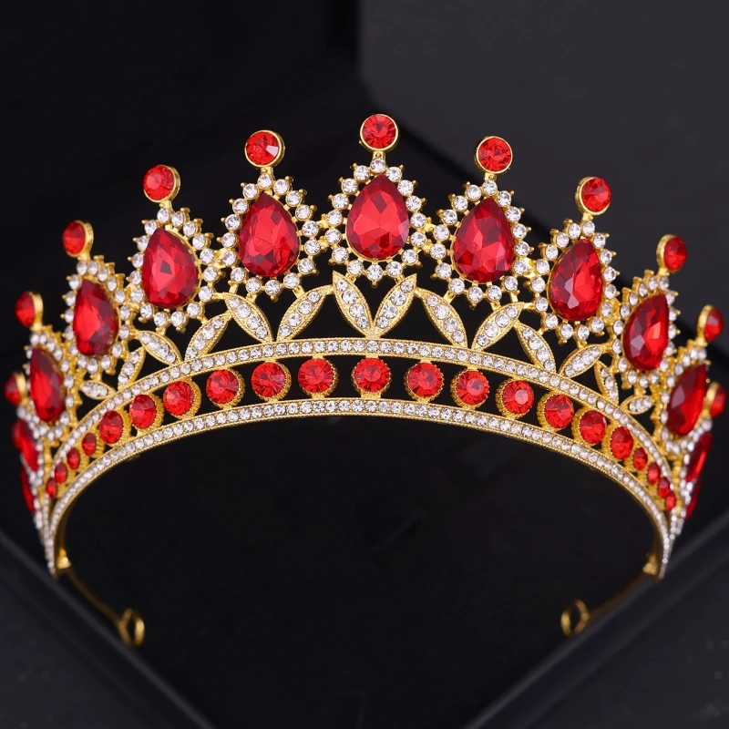 Red Crystal Tiaras And Crowns Headband For Women Party Rhinestone Diadem Bridal Wedding Hair Accessories Jewelry Crown Tiara image 4