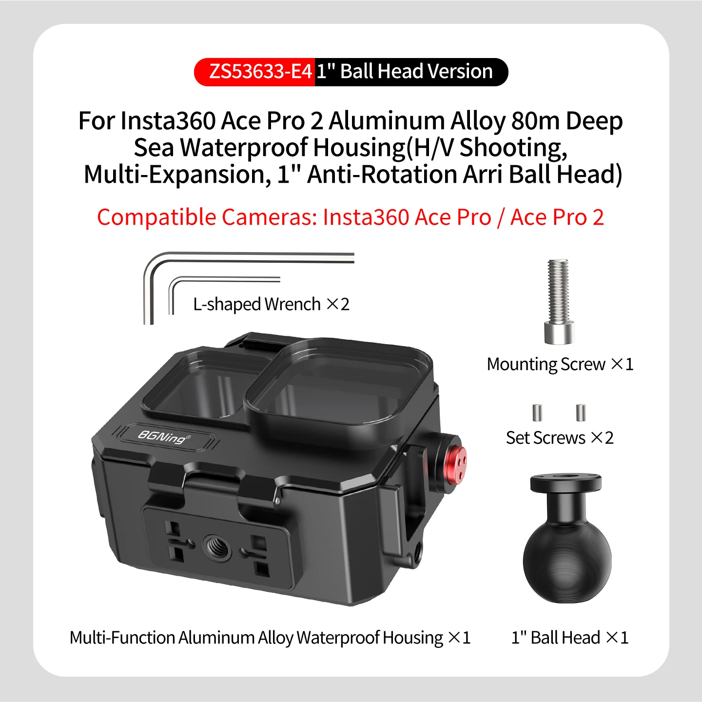 IP68 Wasserdichtes Metallgehäuse für Insta360 AcePro Ace Pro 2 Action-Kamera Unterwasser-Tauch-Magnetische Schnellverschluss-Halterung – Detail 34