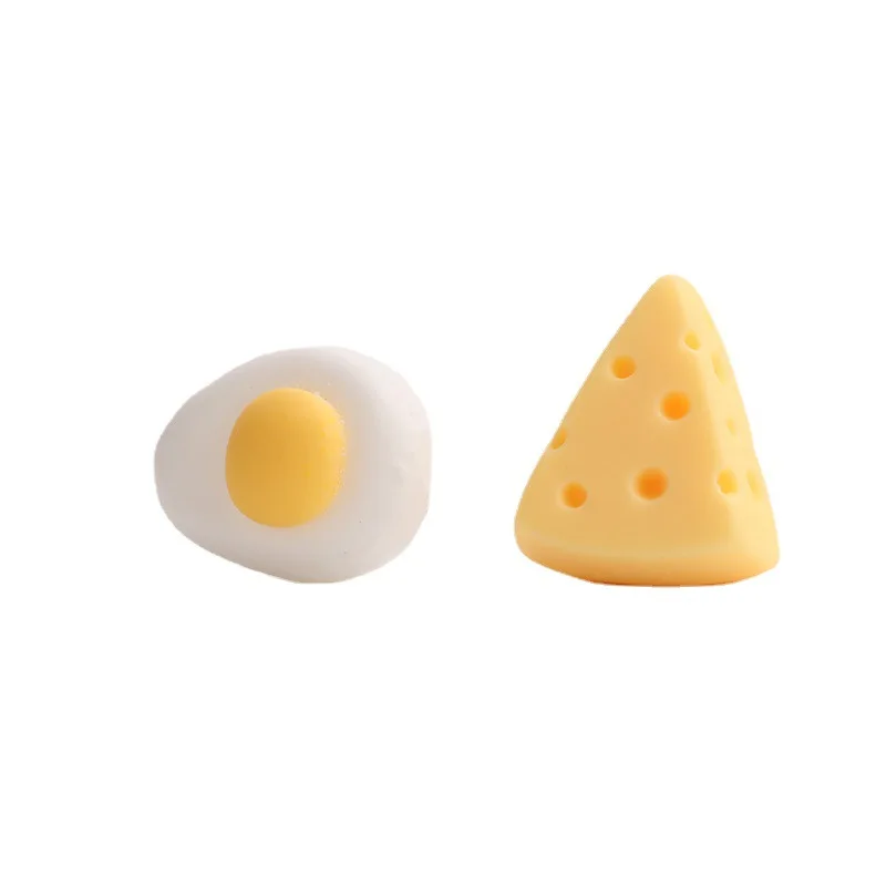 Funny Cute Cartoon Fried Egg Cheese Stud Earrings for Women Korean Minimalist Small Asymmetrical Ear Jewelry Brincos Wholesale