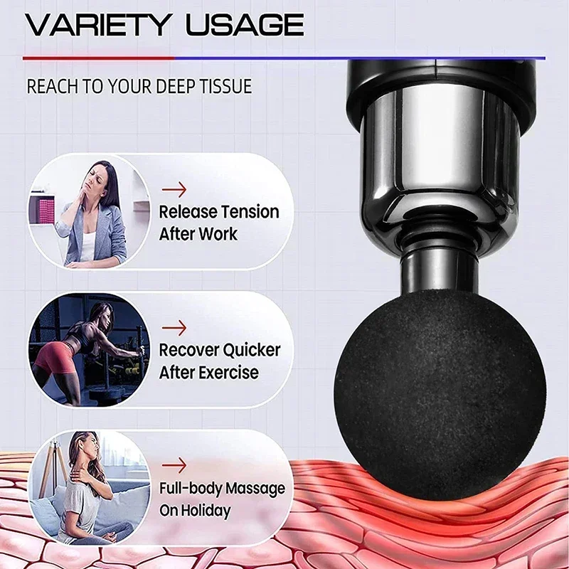 

Mini Portable Massage Gun Percussion Massager For Body Neck Deep Tissue Muscle Relaxation Gout Pain Relief Fascia Gun массажер