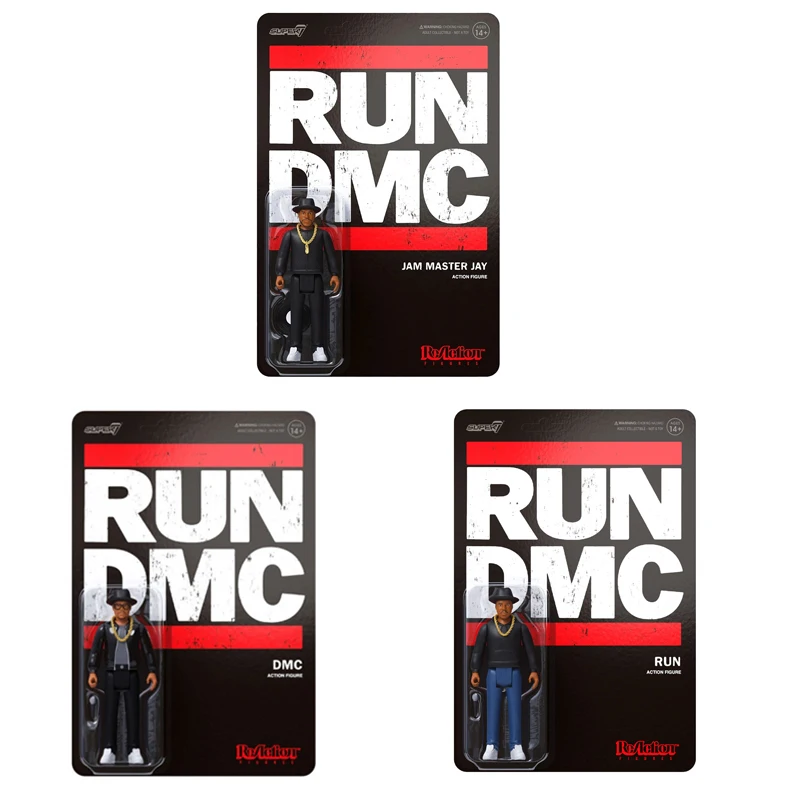 Super7 RUN DMC ReAction Hip-Hop Rap Era Idol Model Set Classic Limited Series Boy Toy Hanging Card Series 1B Black Pants Edition