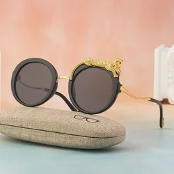 2022 nuovi occhiali da sole rotondi con montatura da donna Luxury Brand Design Leopard occhiali da sole Vintage occhiali da vista femminili maschili UV400 Oculos De Sol