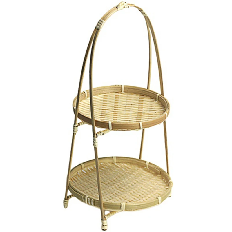 Bamboo Weaving Wicker Baskets Dish Handmade Home Decoration Storage Fruit Bread Food For Kitchen Organizer Panier Osier