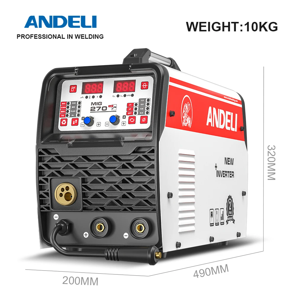 ANDELI 110/220V Semi-automatic Welding Machine MIG-270 MIG/Lift TIG/MMA Flux Welding 3 in 1 MIG Welder Gas Gasless MIG Welding