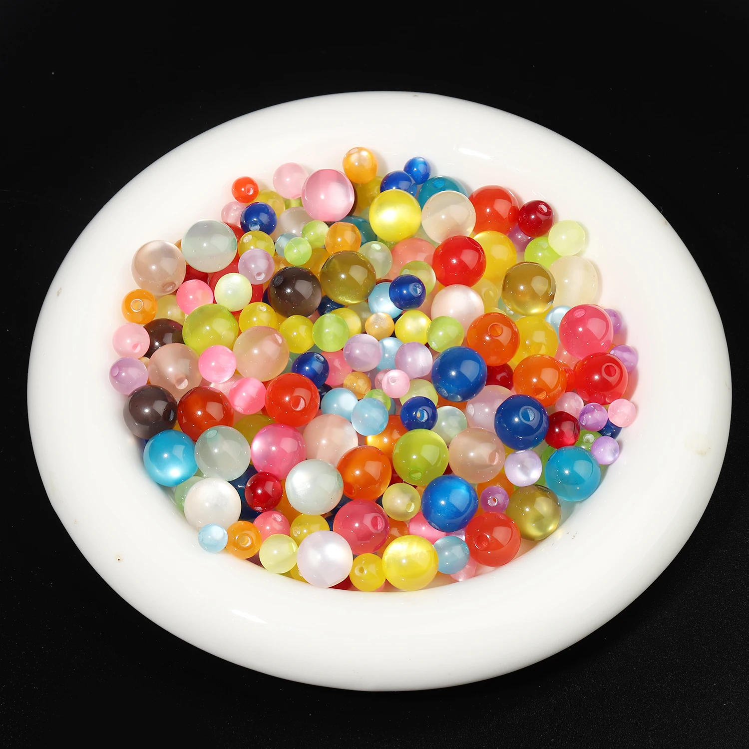 6mm 8mm 12mm Colorful Cat Eye Resin Beads Round Loose Spacer Beads for Jewelry Making Diy Bracelet Necklace Earrings Accessories