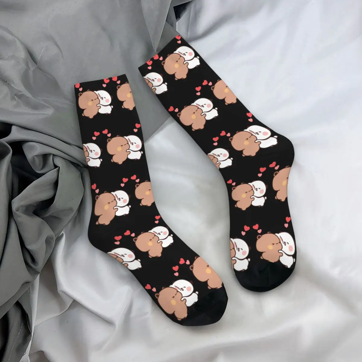 Autumn Winter Hip-hop Women Men Panda And Brownie Bear Couple Active Socks Bubu and Dudu Non-slip Crew Socks