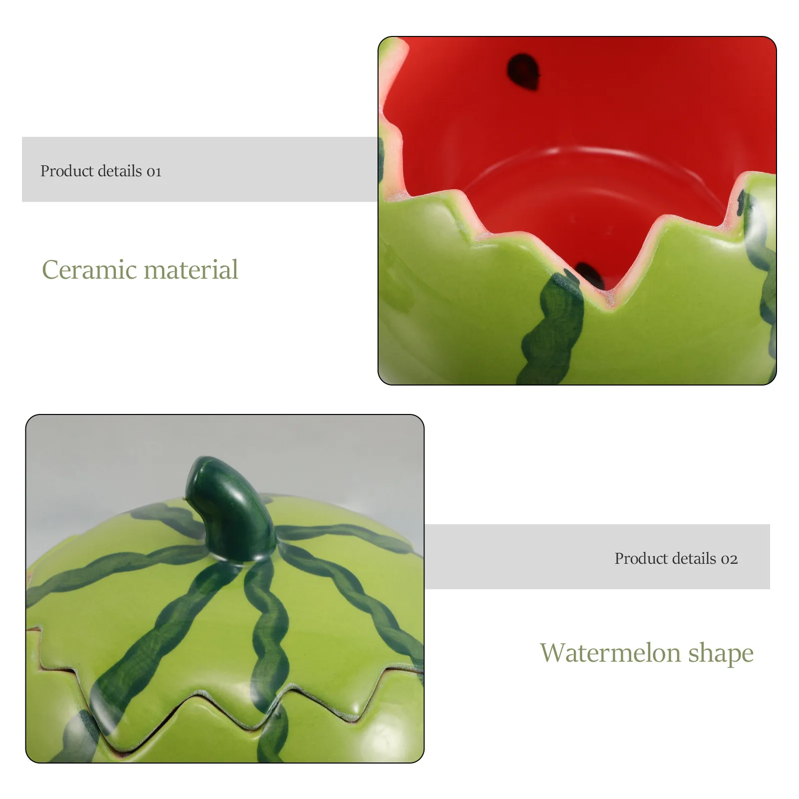 Ceramic Watermelon Bowl Lid Versatile for Ramen Soup Rice Pudding Cake Dessert Fruits Nuts Snacks Summer Party
