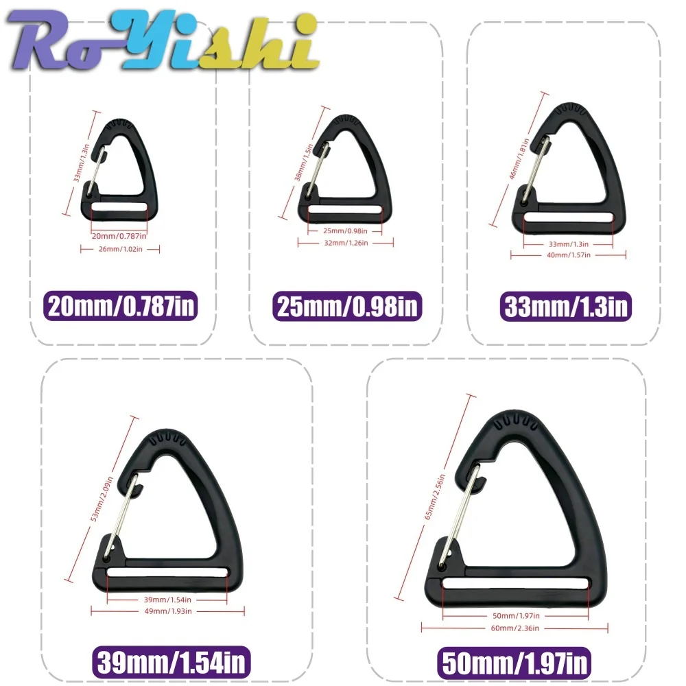 10-100 Pcs/Pack Plastic Spring Quickdraws Clip Hooks Keychain Belt Buckles Triangle Carabiner for Backpack  DIY Accessories