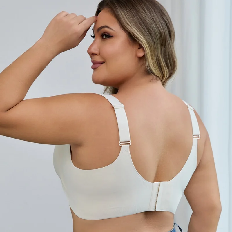حجم كبير حمالة صدر لاسلكية للنساء ملابس داخلية عبر الحدود مجمعة شبه ثابتة مريحة من نسيج النايلون تصميم حزام ثابت