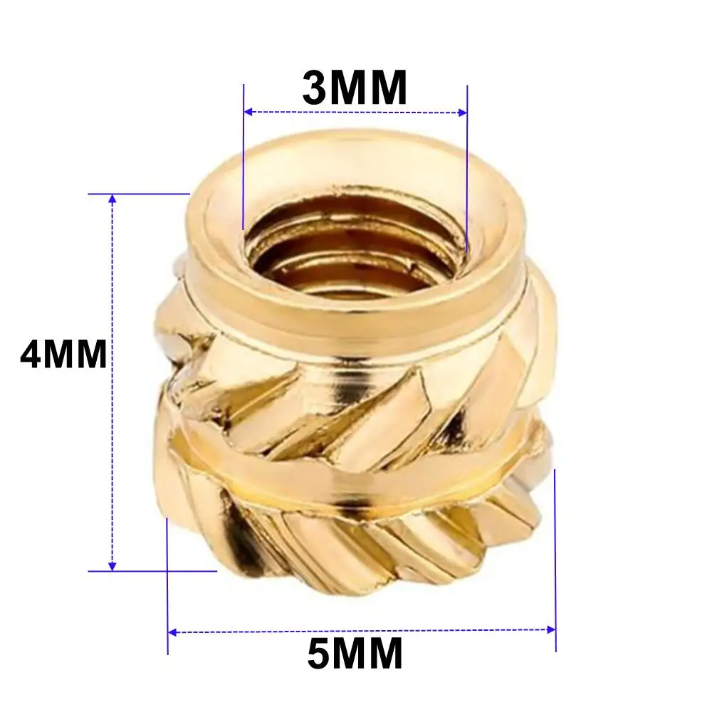 50/100 Pcs M3X4X5 Heat Insert Embedment Nut M3 Threaded Knurled Brass Screw Nuts 3D Printer Voron 2.4 And Others