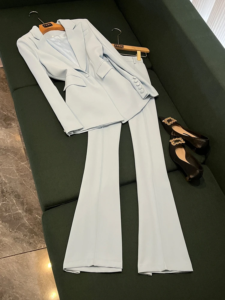 

Ele Commuter Profional Faion Тканевый костюм средней длины на одной пуговице и расклешенные брюки, комплект из двух предметов A6370