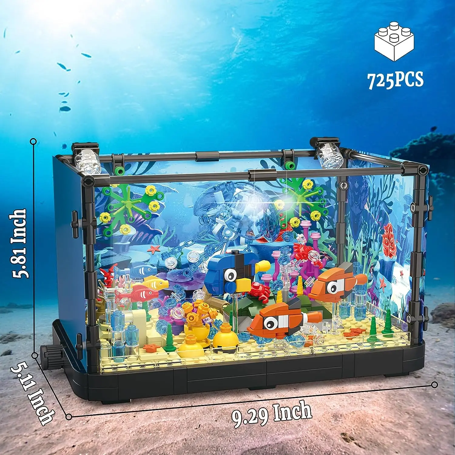 Sketching Ocean Turtle Fish Tank Aquarium Block Set Tropical Rainforest Insect Block Brick Children\'s DIY Toy Birthday Gift