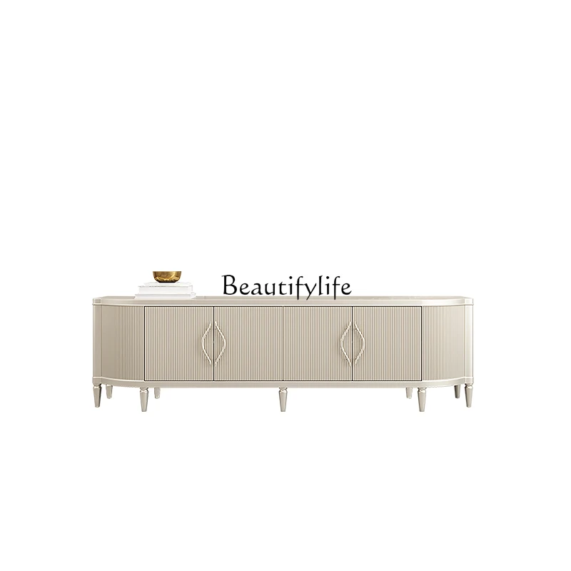 

American light luxury solid wood TV cabinet French simple living room floor cabinet