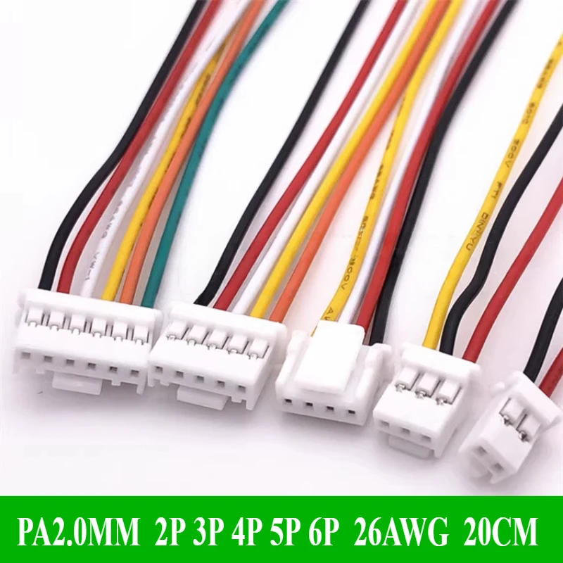 

PA2.0MM terminal wire single head with lock electronic wire with buckle cable jst PAE2.0mm pitch 2P3P4P5P6P 20CM 26AWG