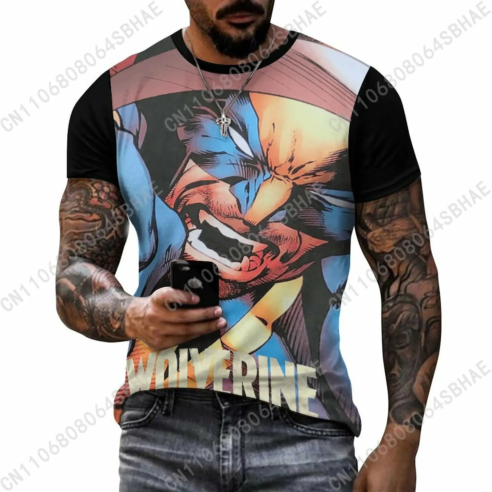 

Marvel Wolverine Custom Pattern Men's Cotton T-Shirt Short Sleeve Tee Men Tops Personalized Tshirt Summer Cosplay