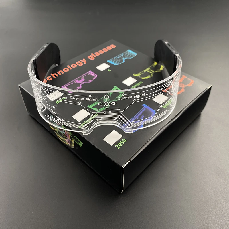 Coole leuchtende LED-Brille, blinkende Partybrille, futuristische transparente LED-Brille für Nachtclub, DJ, Tanzparty-Dekoration – Detail 30