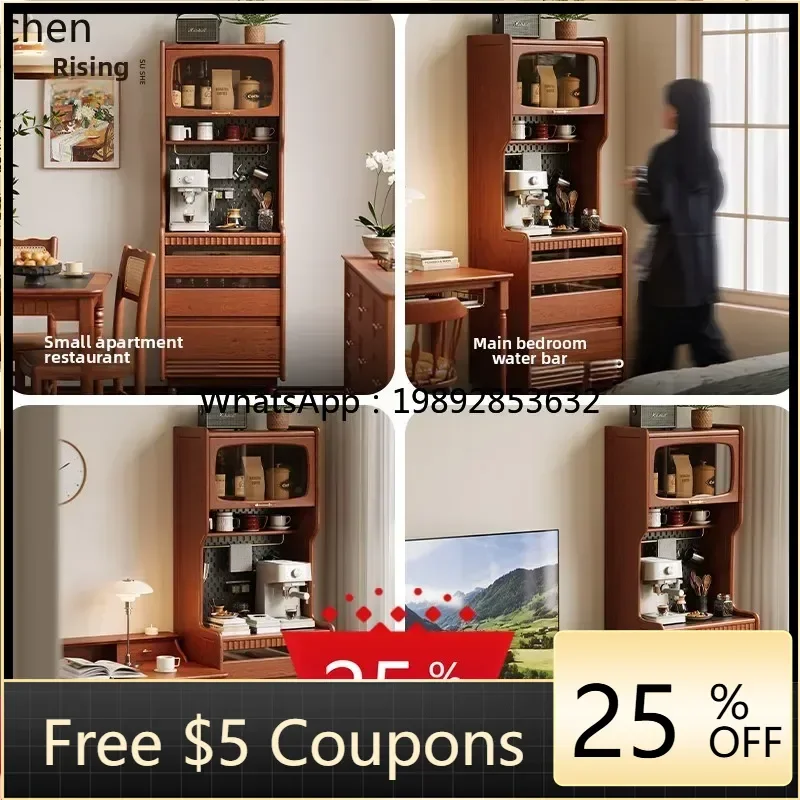 

Пристенный интегрированный боковой шкаф U8 из вишневого дерева для гостиной, тумба для хранения