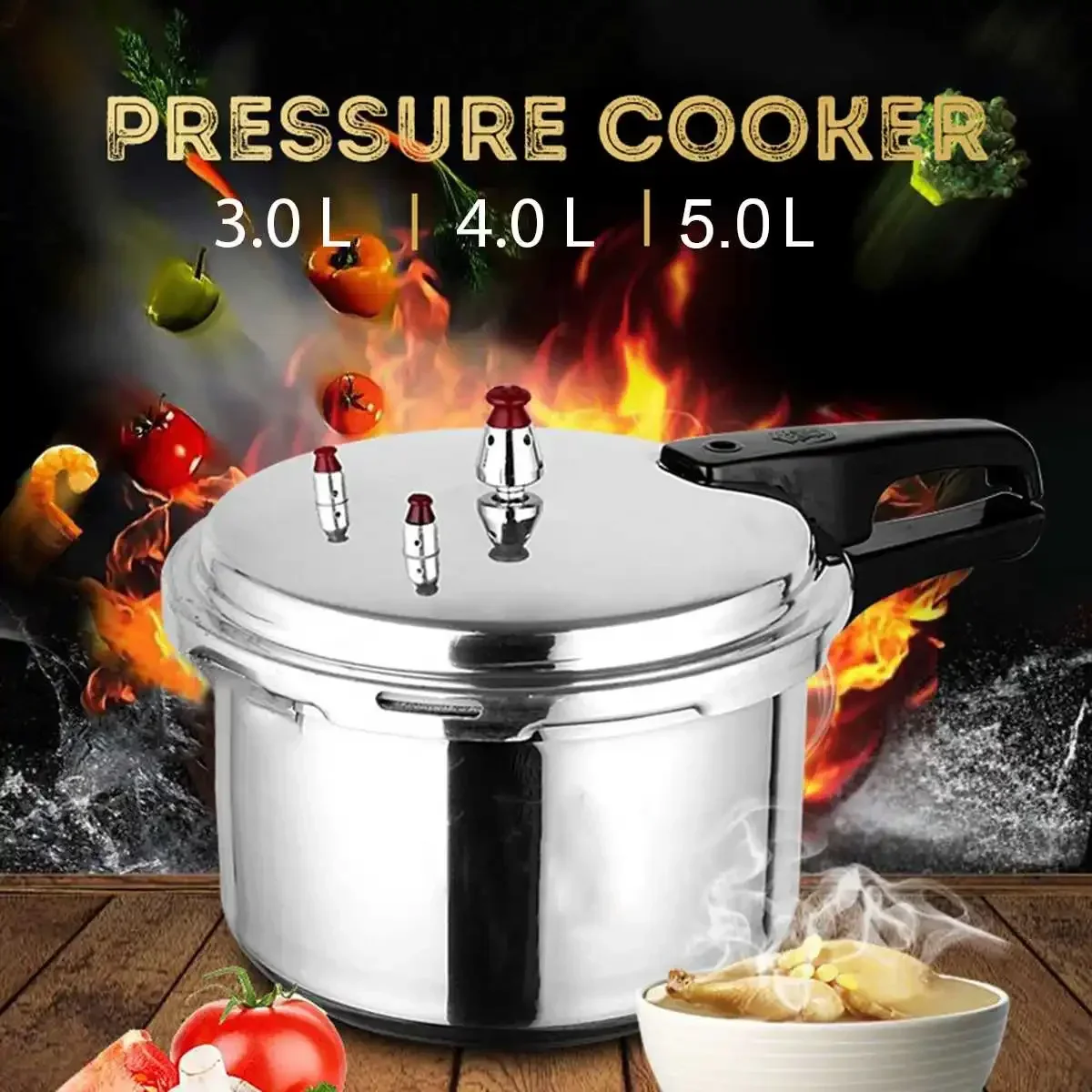 Kitchen Pressure Cooker Cookware Soup Meats pot 18/20/22cm Gas Stove/Open Fire Pressure Cooker Outdoor Camping Cook Tool Steamer