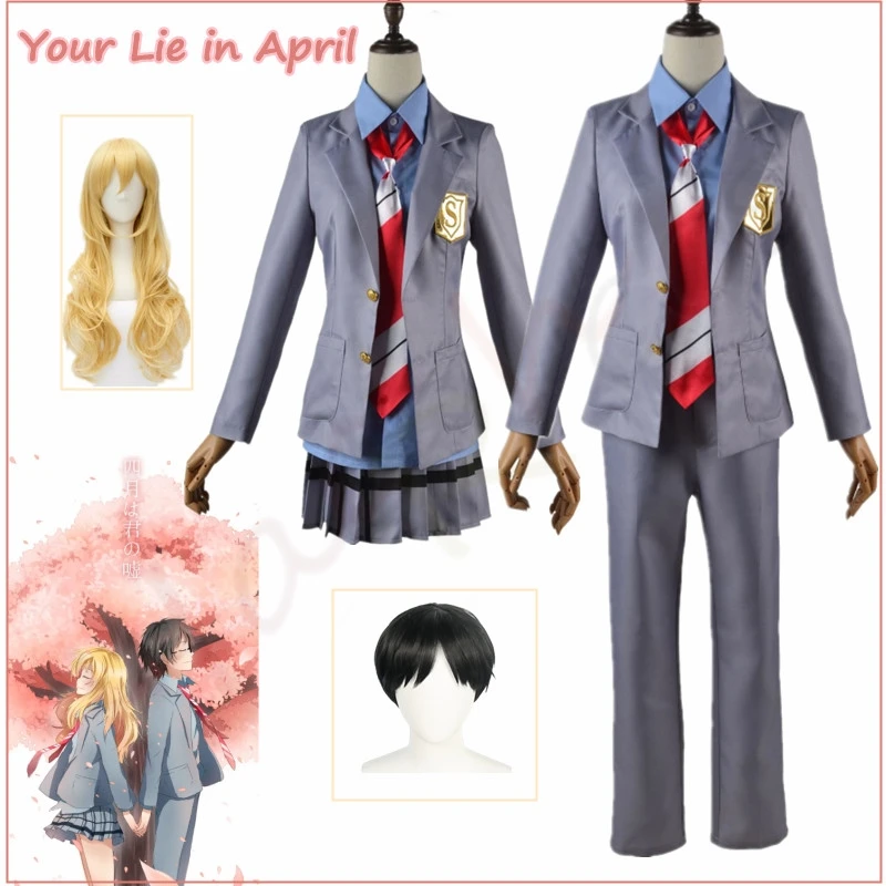 

Anime Your Lie In April Cosplay Costume Miyazono Kaori Arima Kousei School Uniform Men And Women Halloween Carnival Party Suit