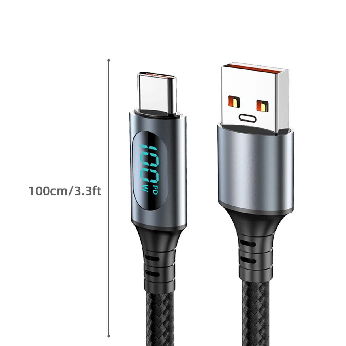 Ultra-Super Snelle Oplaadkabel-6A 120W USB A Naar Type C Nylon Datakabel Voor Xiaomi Redmi Samsung met Led Digitale Display Kabel - afbeelding 2