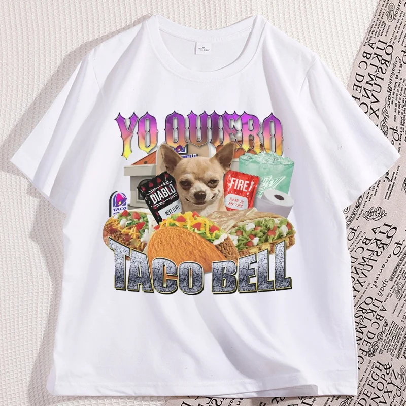 

Taco Bell Rap T-shirt Y2k Funny Woman Man T Shirt Casual Round Neck Cotton Short Sleeve Tshirt Cat Printed Tshirts Oversized
