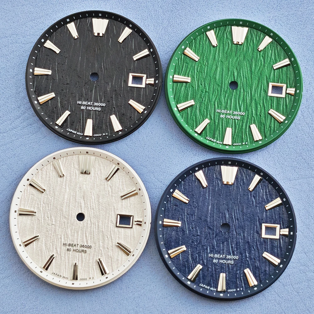 33.5mm NH35 dial watch dial White Birch Wood Texture Dial GS Logo dial NH35 GS Case for NH35/NH36 Movement Watch Accessories